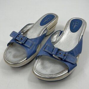 Cole Haan Blue Silver And White Sole NikeAir Wedge Buckle Size 7.5 D21967